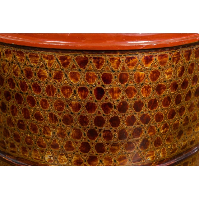 Round Negora Lacquer Storage Bin with Snakeskin Patterns For Sale - Image 10 of 12