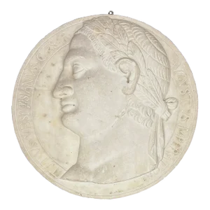 19th Century Grand Tour Carved Marble Rondel of Titus Vespasian Caesar