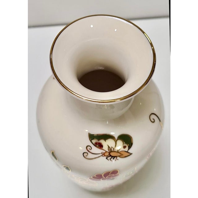 Zsolnay Porcelain Vases - Cream Color With Flowers For Sale - Image 9 of 11