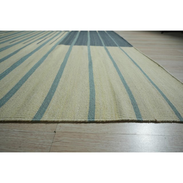 2020s 6x9 Majestic Laine Multicolor Stripe Modern Flatweave Wool Carpet Rug For Sale - Image 5 of 11