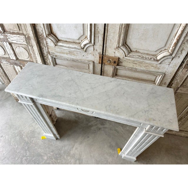 French Fireplace in White Carrara Marble, 1890 For Sale - Image 5 of 14