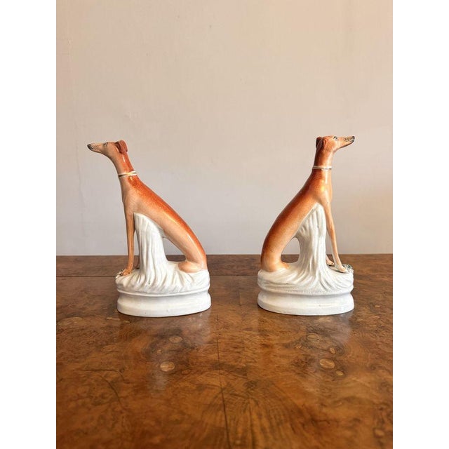 Antique Victorian Greyhounds from Staffordshire, 1880, Set of 2 For Sale - Image 3 of 6