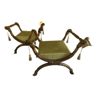 Mid Century Pair of French Regency Benches For Sale