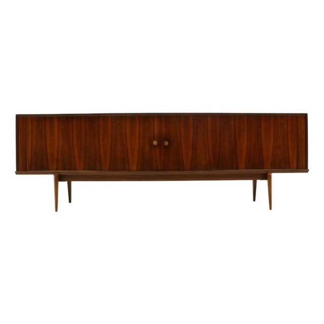 Large Rosewood Sideboard with Tambour Doors by Oswald Vermaercke for V-Form, Belgium, 1960s For Sale