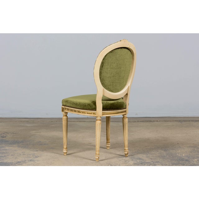 Antique French Louis XVI Style Dining Chairs in Olive Green Velvet - Set of 8 For Sale - Image 10 of 18