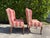 Dark Pink Vintage English-Style Wingback Host Dining Chairs With Cabriole Legs, Pair For Sale - Image 8 of 16