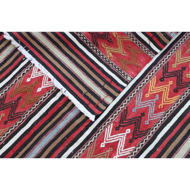1970s Cabin Style Stripe Design Handmade Oushak Kilim Rug For Sale - Image 11 of 12