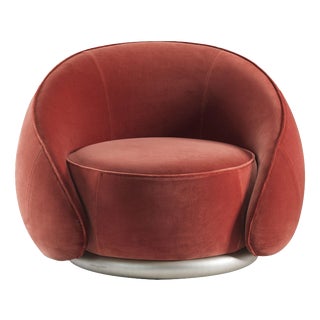Abbracci Red Velvet and Brushed Silver Chair by Lorenza Bozzoli For Sale
