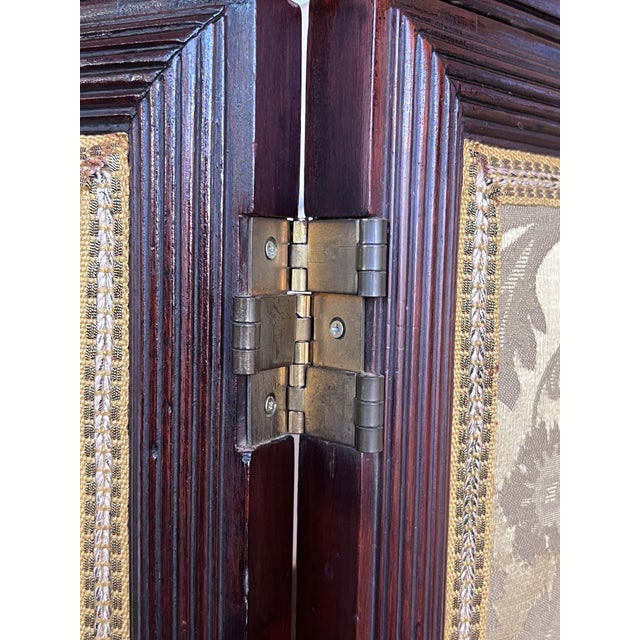 Wood French Empire Mahogany 3-Fold Screen With Bronze Mounts For Sale - Image 7 of 9