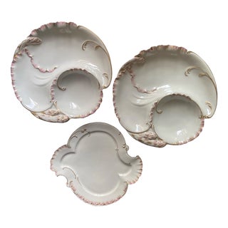 French Porcelain Artichoke Asparagus Plates from Haviland Limoges, 1930, Set of 3 For Sale