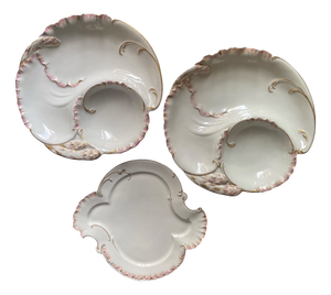 French Porcelain Artichoke Asparagus Plates from Haviland Limoges, 1930, Set of 3