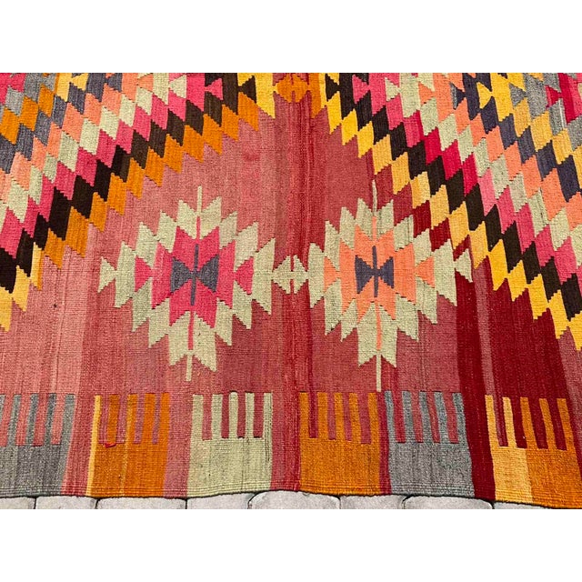 Gorgeous Vintage Turkish Kilim Rug - 74" X 133" For Sale - Image 4 of 11