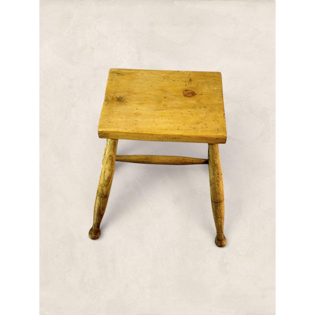 Victorian 19th Century English Sycamore Dairy Stool/Side Table With Turned Legs For Sale - Image 3 of 9