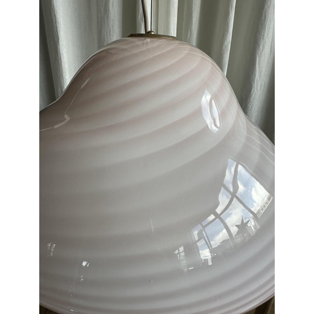 Baby Pink Swirl Murano Glass Pendant, 1970s For Sale - Image 14 of 18