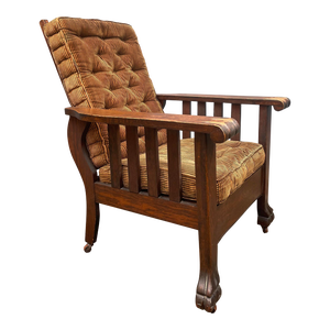 Antique Late 1800s Reclining Paw Foot Morris Attributed Chair
