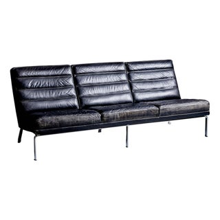 3-Seater Sofa in Black Leather by Horst Brüning Sofa for Kill International, Germany, 1960s For Sale