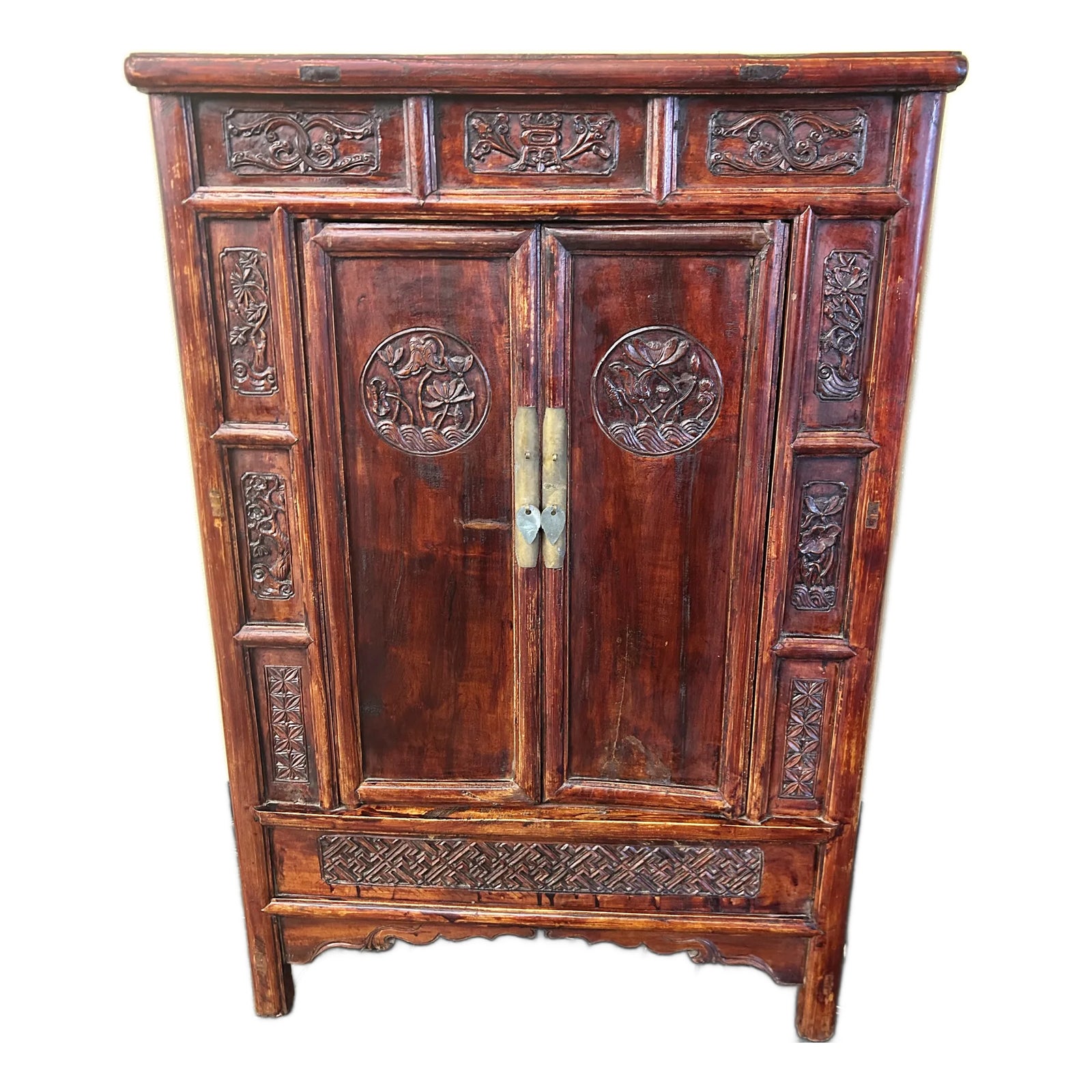 Antique Chinese Carved Cabinet (3708), Circa 1800-1849 | Chairish