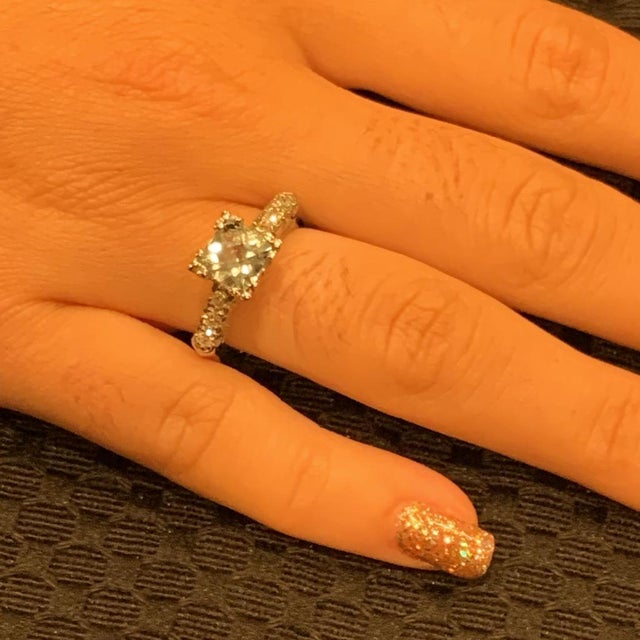 Diamond Aquamarine Ring 14k White Gold 1.70 TCW Women Certified For Sale - Image 9 of 11