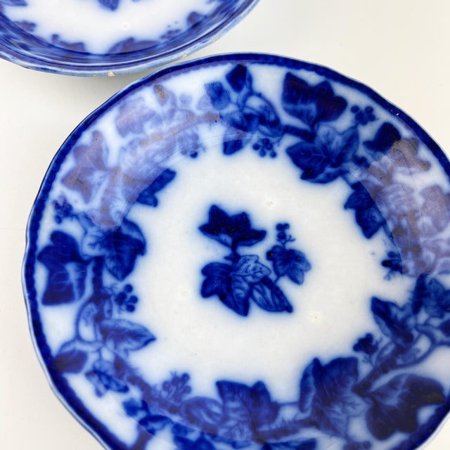 Antique Flow Blue Transferware Side Plates, Set of 2 For Sale - Image 3 of 11