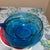 1960s Vintage Mid-Century Modern Empoli Italian Hand-Blown Blue Art Glass Bowl With Curled Applied Handle For Sale - Image 5 of 7