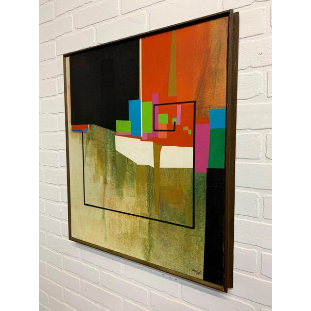 Modern Modernist Geometric Painting, 1971 For Sale - Image 3 of 13
