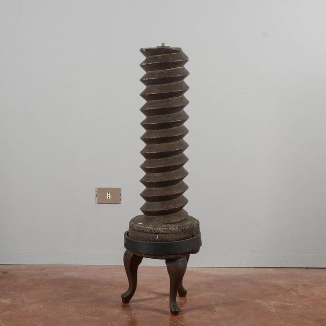 Wooden Grape Wine Press Screw with Support, Italy, 19th Century For Sale - Image 13 of 18