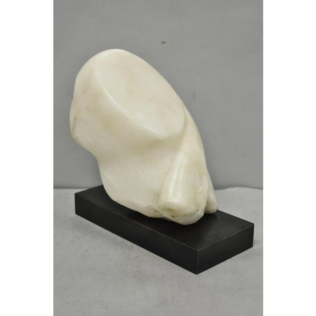 Vintage Modernist Abstract Carved Alabaster Marble Female Bust Figure Sculpture For Sale - Image 17 of 18