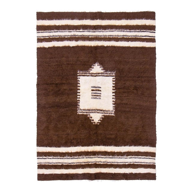 Brown Vintage Turkish Blanket Kilim Rug - 4`2 X 5`11 For Sale