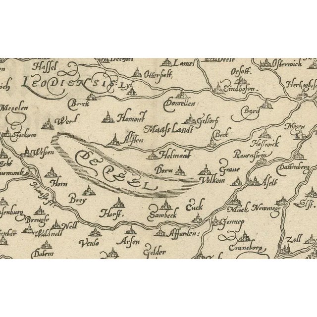 Woodcut Map of the Rhine River Region in Germany and Holland, 1628 For Sale - Image 6 of 7