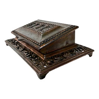 Antique Cast Bronze Desk Trinket Box, 1890s For Sale