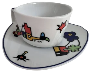 Flash Funny People Coffee Cup with Saucer by Dorothy Hafner / Otmar Alt for Rosenthal Germany, 1980s, Set of 2