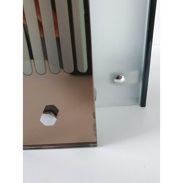 Vintage Italian Glass and Mirrored Glass Chandelier from Fontana Arte, 1970s For Sale - Image 8 of 13