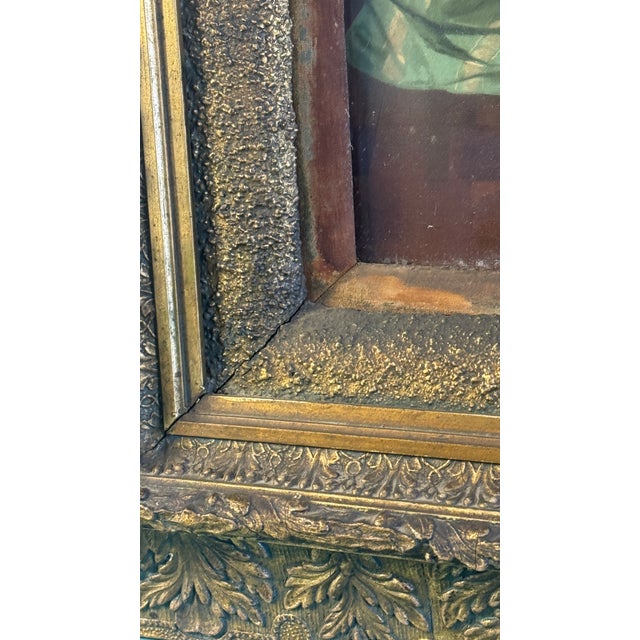 Mid 19th Century Antique , Lithograph Courting Scene Chromolithograph, Ornate Gilt Frame, Wavy Glass, C1880 For Sale - Image 5 of 18