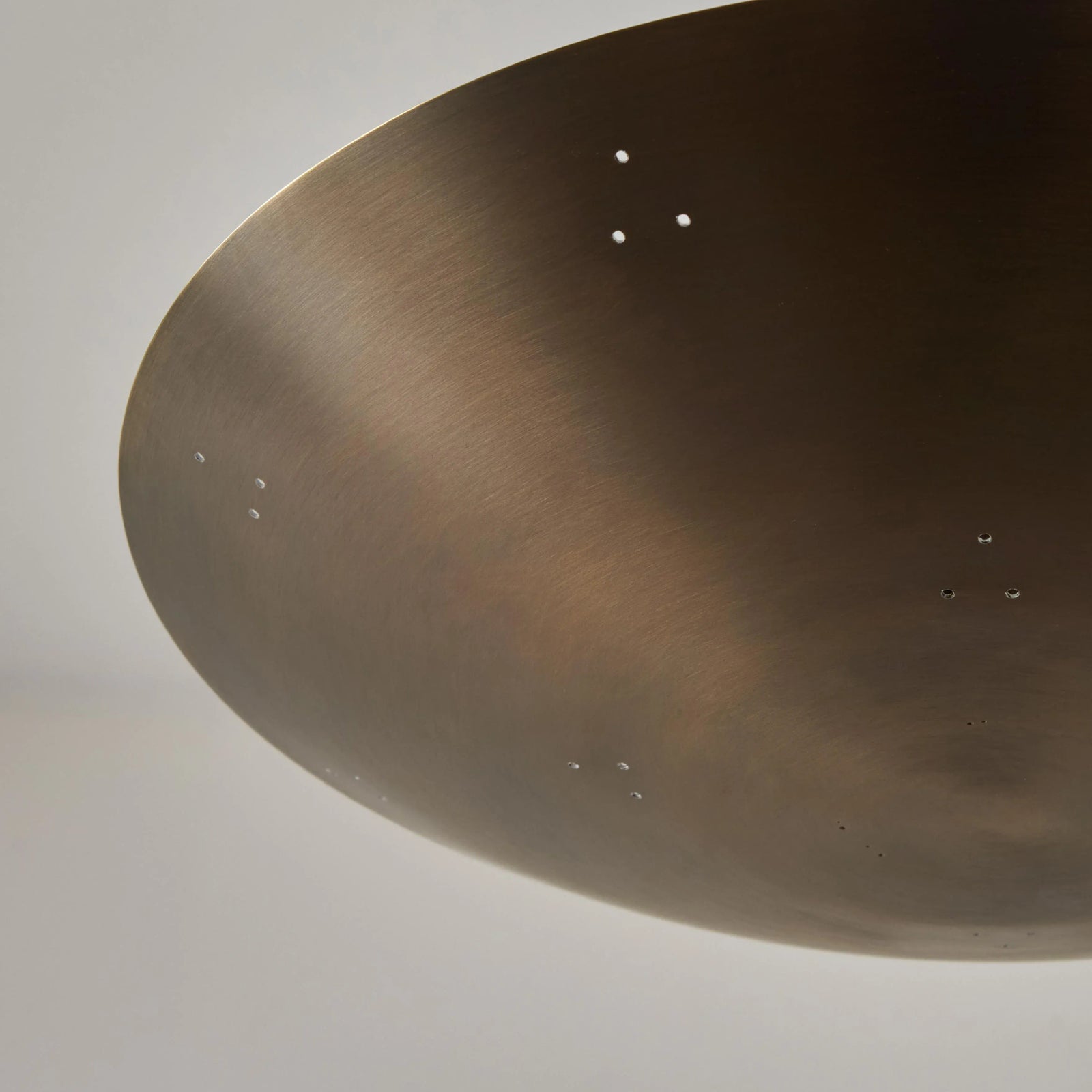 Two Enlighten 'Rey' Perforated Patinated Brass Dome Ceiling Lamp