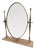 Vintage Brass Oval Vanity Mirror With Marble Base For Sale