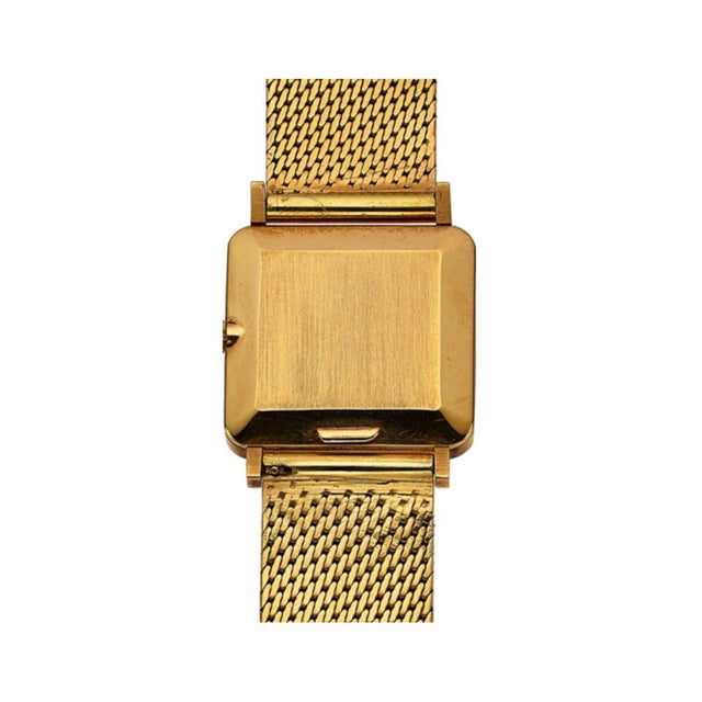 Vintage Patek Philippe 25mm Square Ellipse 18k Gold Black Dial Watch For Sale - Image 12 of 16