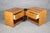 Pair of mid-century end tables by Lane Furniture. Oak wood grain with tile motif drawers. Not marked