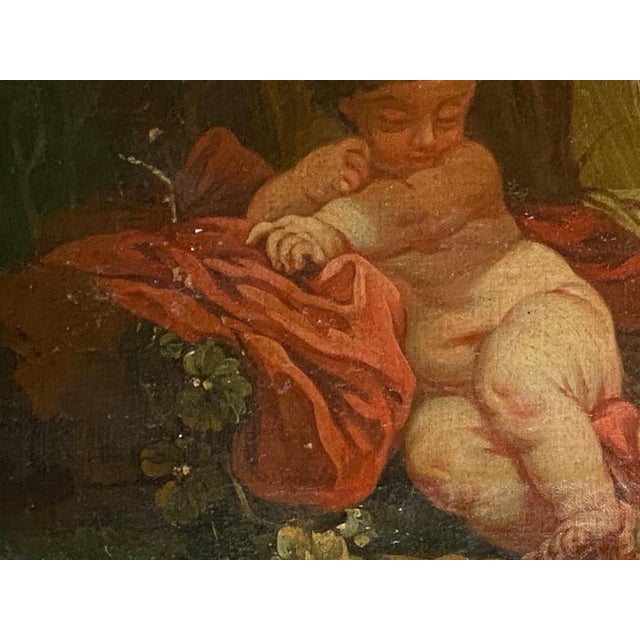 French Artist, Cherubs, 18th Century, Large Oil on Canvas Paintings, Set of 2 For Sale - Image 14 of 18