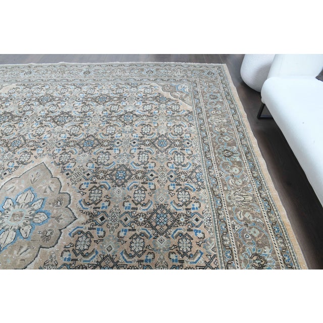 1970s Vintage Persian Handmade Wool Cotton Light Brown Area Rug For Sale In San Francisco - Image 6 of 11