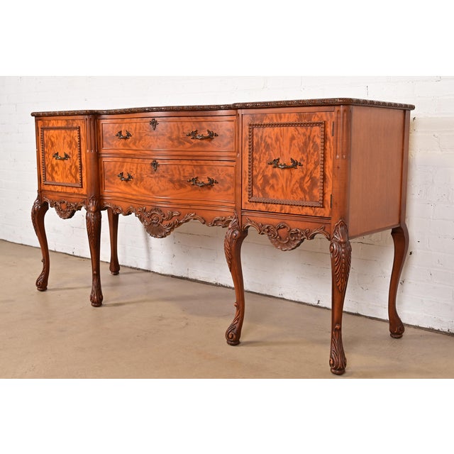French Provincial Romweber French Provincial Louis XV Burl Wood Sideboard or Bar Cabinet, Circa 1920s For Sale - Image 3 of 15