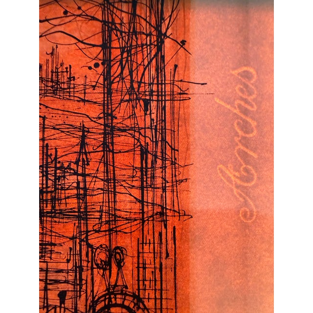 Striking mid-century lithograph by French-Armenian modernist artist Jean Carzou (1907–2000). The composition features a...