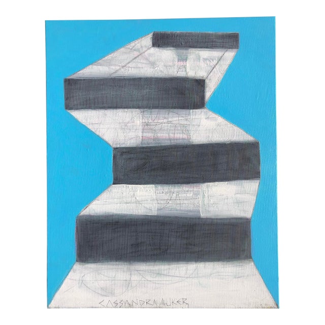 Ascent and Cubes Abstract Mixed-Media Painting by CL Auker For Sale
