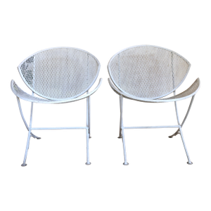 Mid-Century Pair of Wrought Iron Patio Chairs by Maurizio Tempestini for Salterini, 1950s