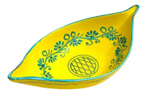 Vintage Mid Century Italian Art Pottery Hand Painted Oval Teardrop Majolica Ceramic Serving Bowl