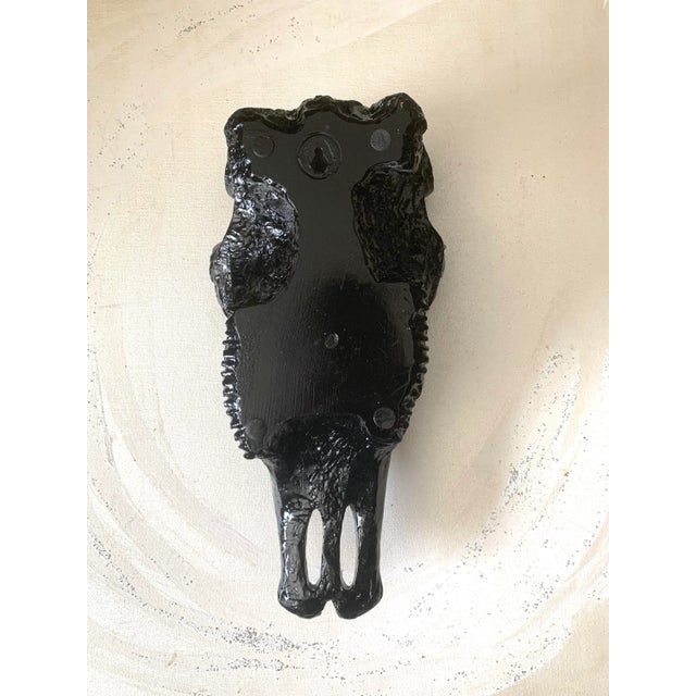 Vintage Black Lacquer Cutout Faux Animal Skull Head Wall Art For Sale - Image 4 of 5