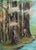 Beautiful mid-century landscape of sycamore trees along a stream in front of a distant mountain range by Alice Egge...