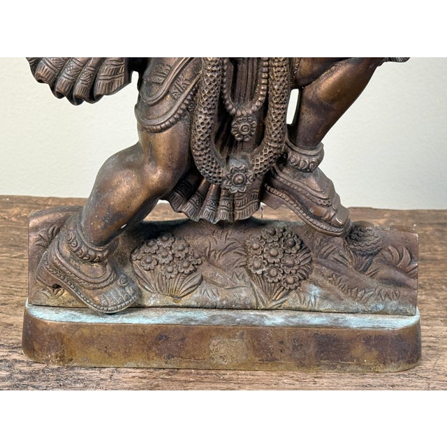 Vintage Indian Brass Hanuman Hindu Deity Sculpture Temple Altar Figure For Sale In Providence - Image 6 of 7