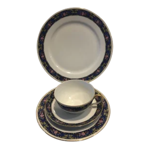 1930’s Bavarian Indigo Blue Floral China Service for 10