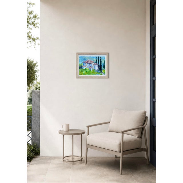 Green Tuscan Villa Among the Cypress - Original Oil Painting For Sale - Image 8 of 8