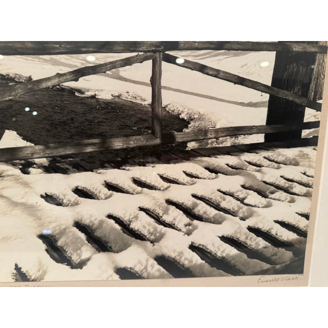 Photography Vintage Black and White Photograph of a Snow Covered Bridge For Sale - Image 7 of 7